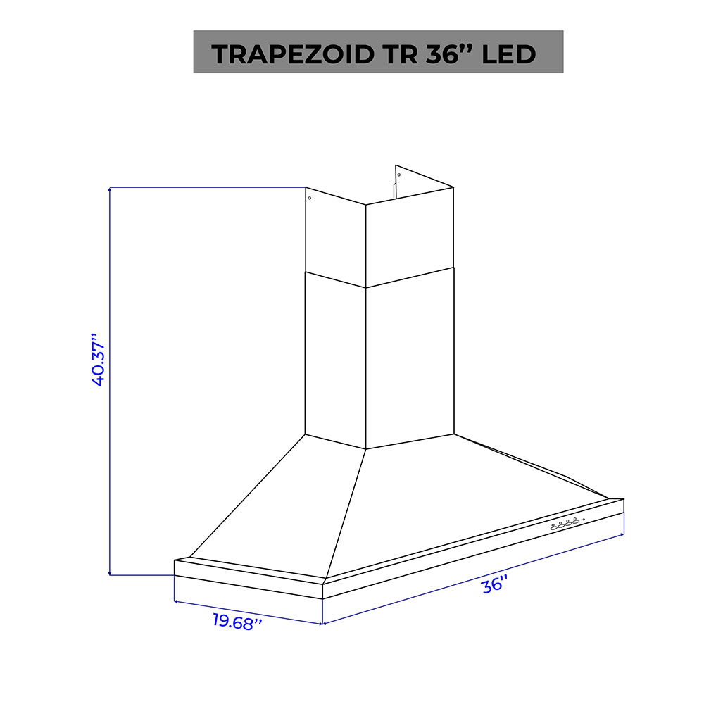 TR 36  Trapezoid design <br> Wall hood Stainless Steel