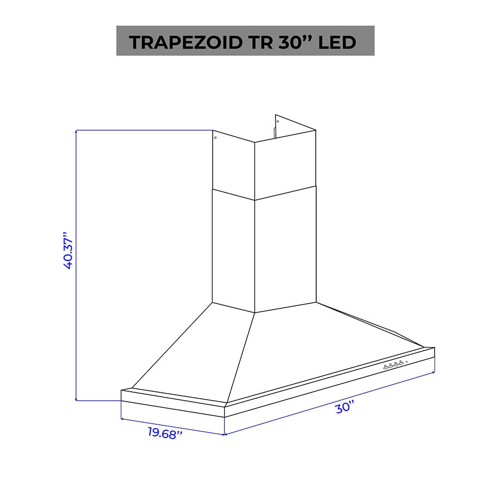 TR 30 - Wall hood Stainless Steel - Trapezoid design