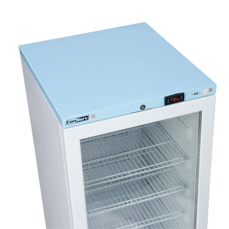 12.7 cu.ft. Commercial Refrigerator in White with Glass Door and Temperature Alarm