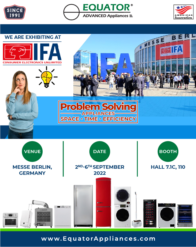 Equator Advanced Appliances to Display Top Products at IFA Berlin Trade Show
