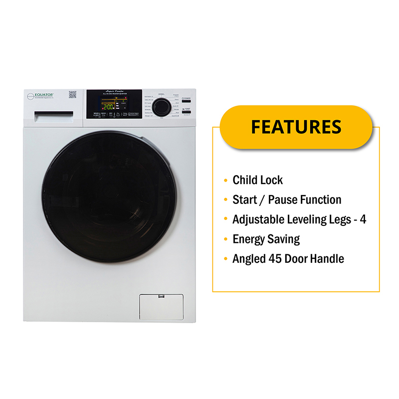 Equator 1.62 cu.ft./15 lbs All in One Combo Washer Dryer with Pet Cycle in White				