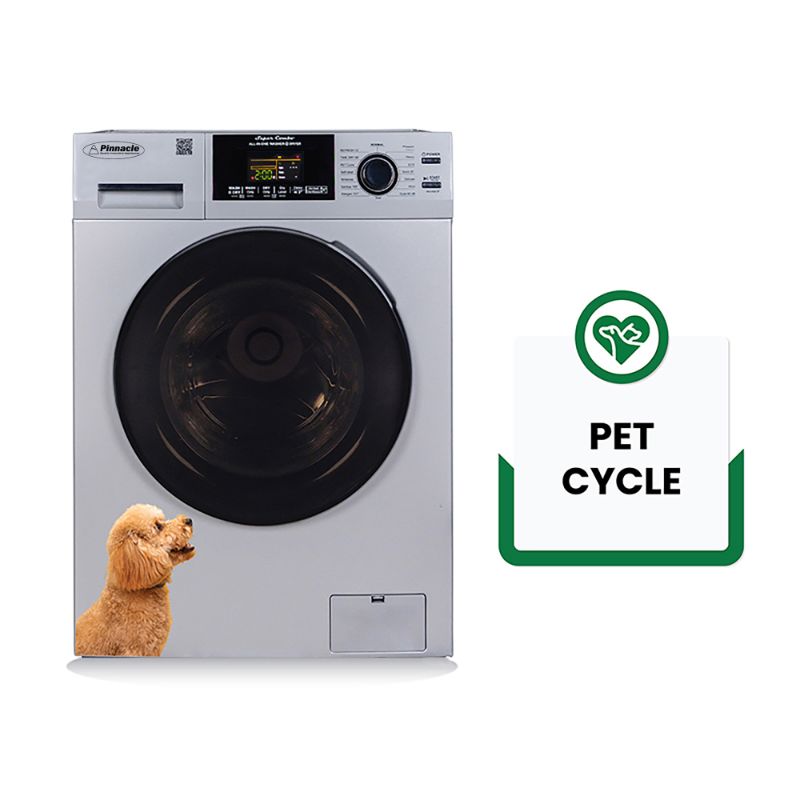 Pinnacle 1.62 cu.ft./15 lbs All in One Combo Washer Dryer with Pet Cycle in Silver