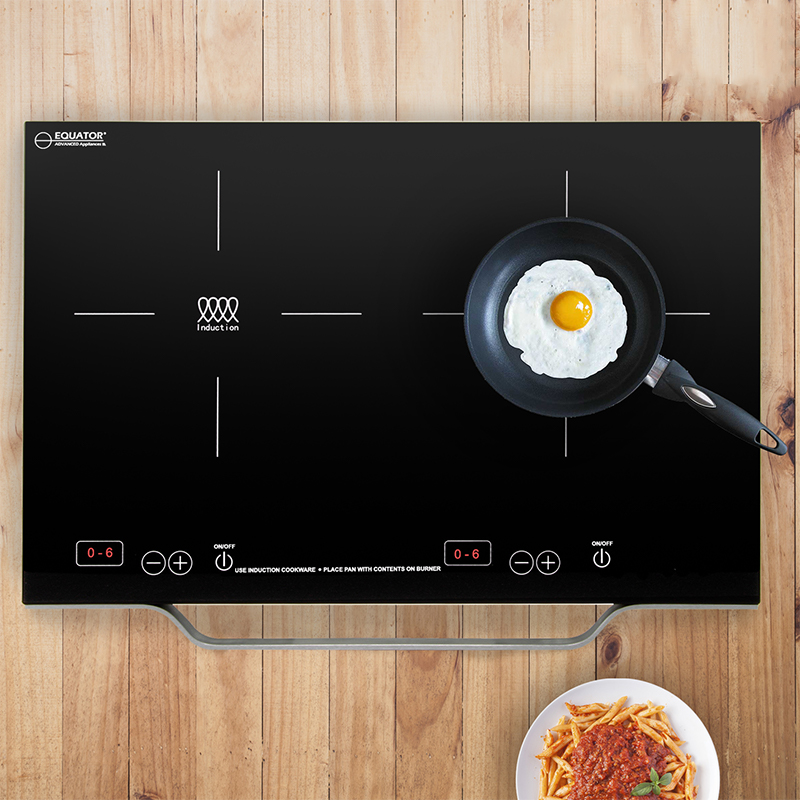 Portable Dual Burner Induction<br> Cooktop with Handle