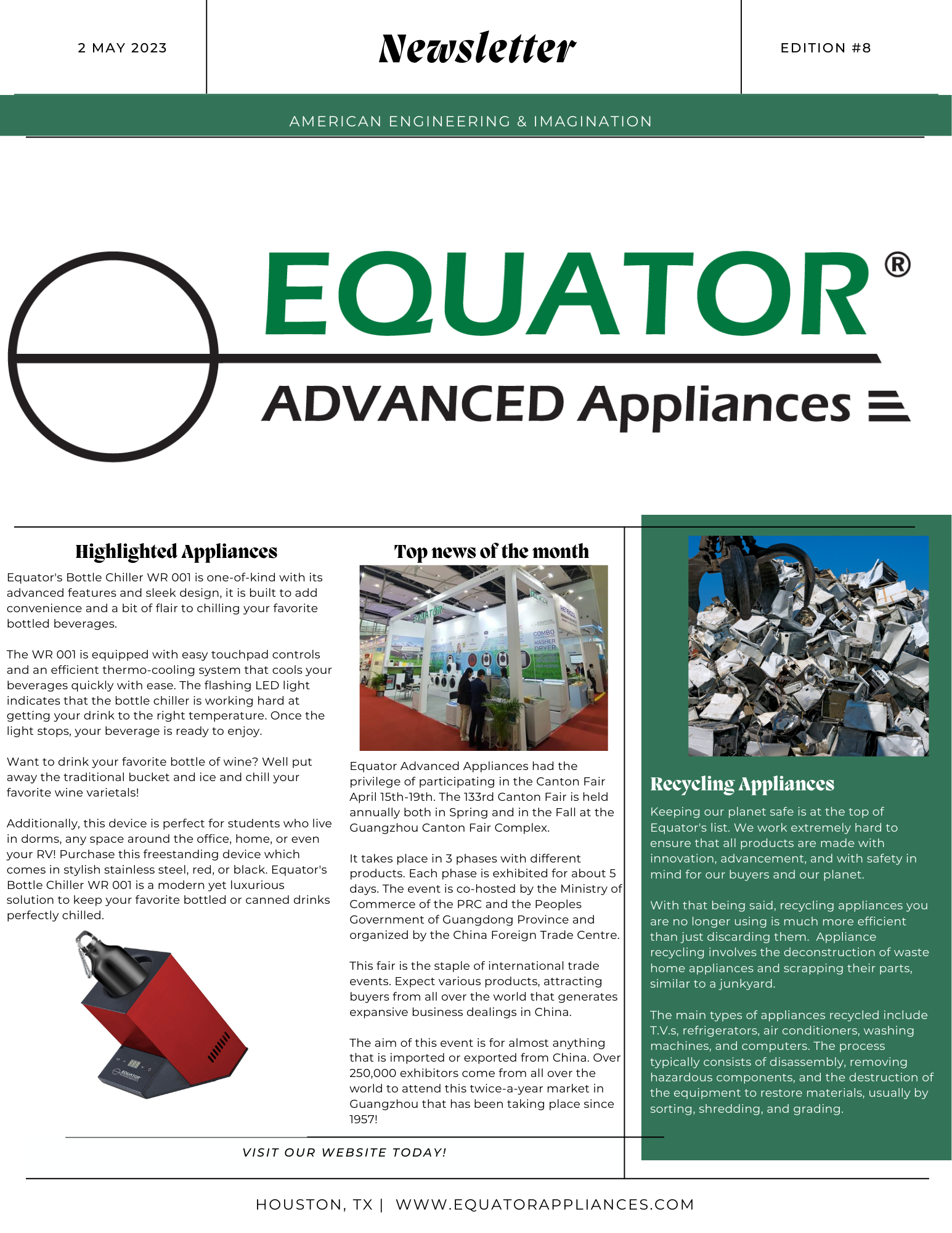 Equator Advanced Appliances 8th Edition Newsletter