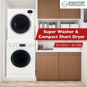 A Space-Saving Compact Washer and Dryer Set from Equator simplifies laundry