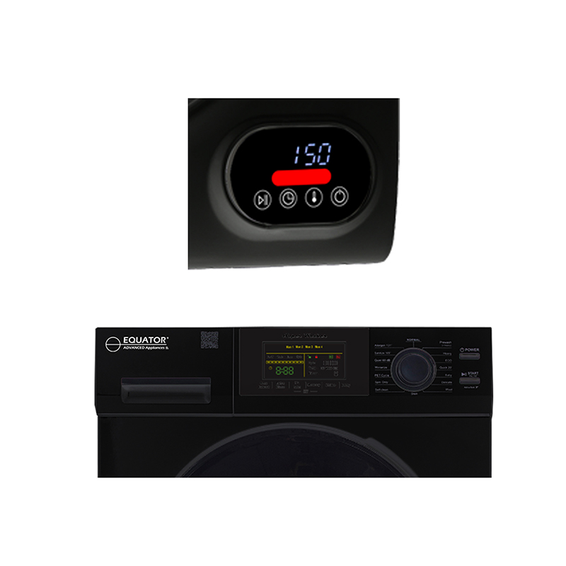 Equator 110V 1.6 cf Washer w/ Pet Cycle & 110V 3.5cf Vented Digital Sensor Dryer in Black