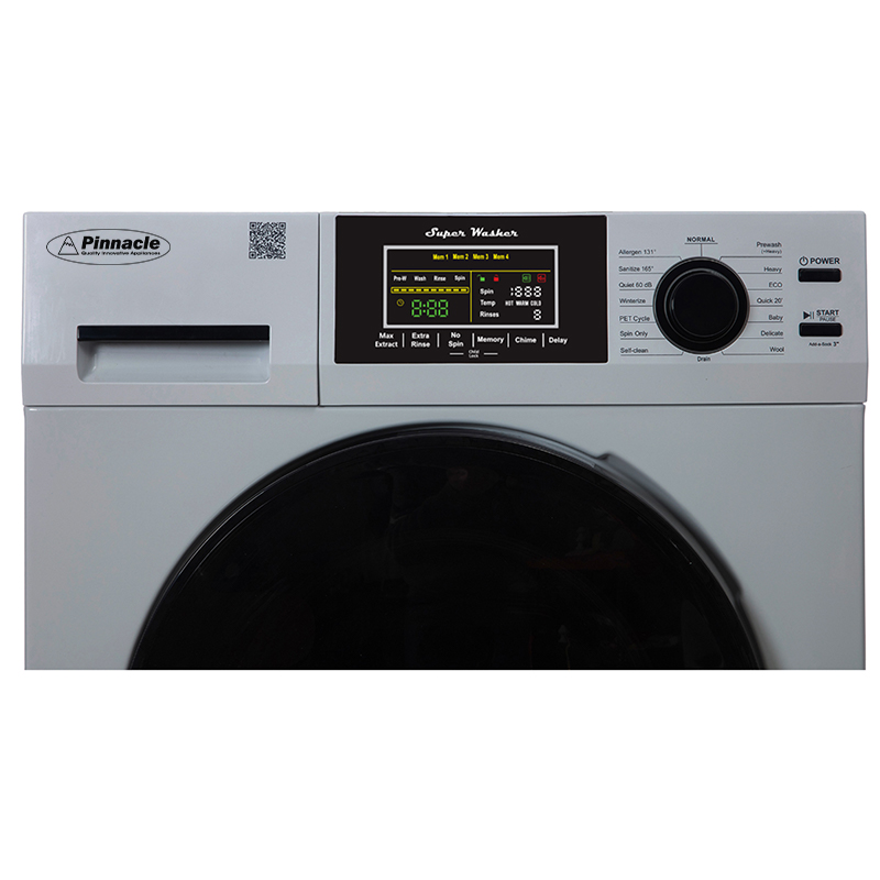 Pinnacle 1.6 cu.ft./15 lbs Silver 110V Front load Washer 15 programs + Pet Cycle