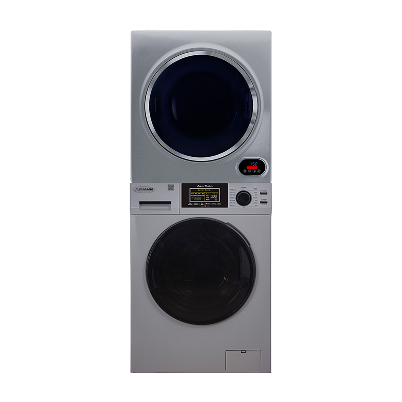 Pinnacle 110V 1.6 cf Washer w/ Pet Cycle & 110V 3.5cf Vented Digital Sensor Dryer in Silver