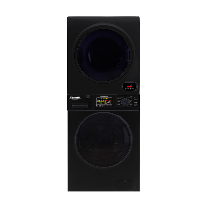 Pinnacle 110V 1.6 cf Washer w/ Pet Cycle & 110V 3.5cf Vented Digital Sensor Dryer in Black