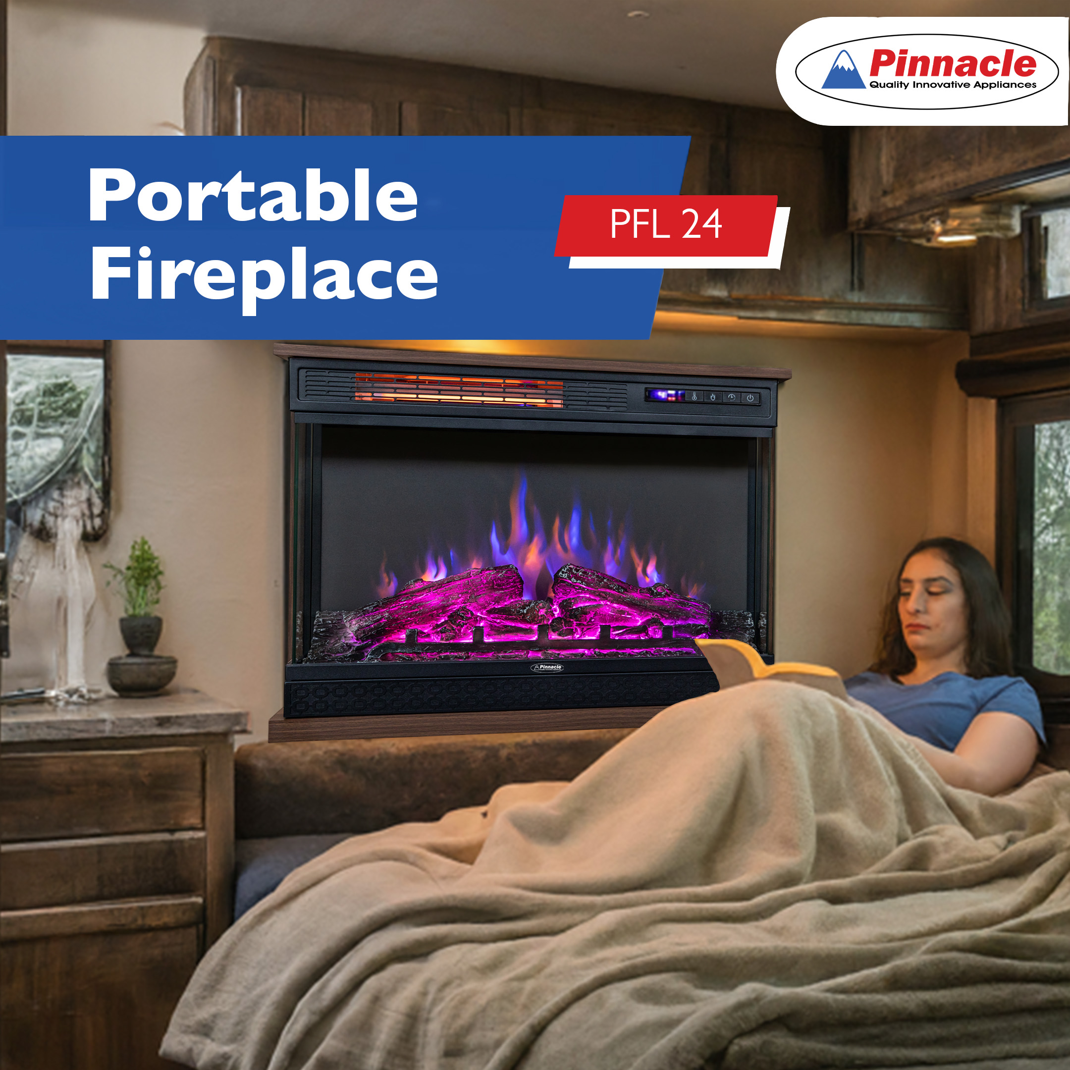 Pinnacle Appliances Introduces the Portable Electric Fireplace: Illuminate Your RV with a Relaxing Ambiance