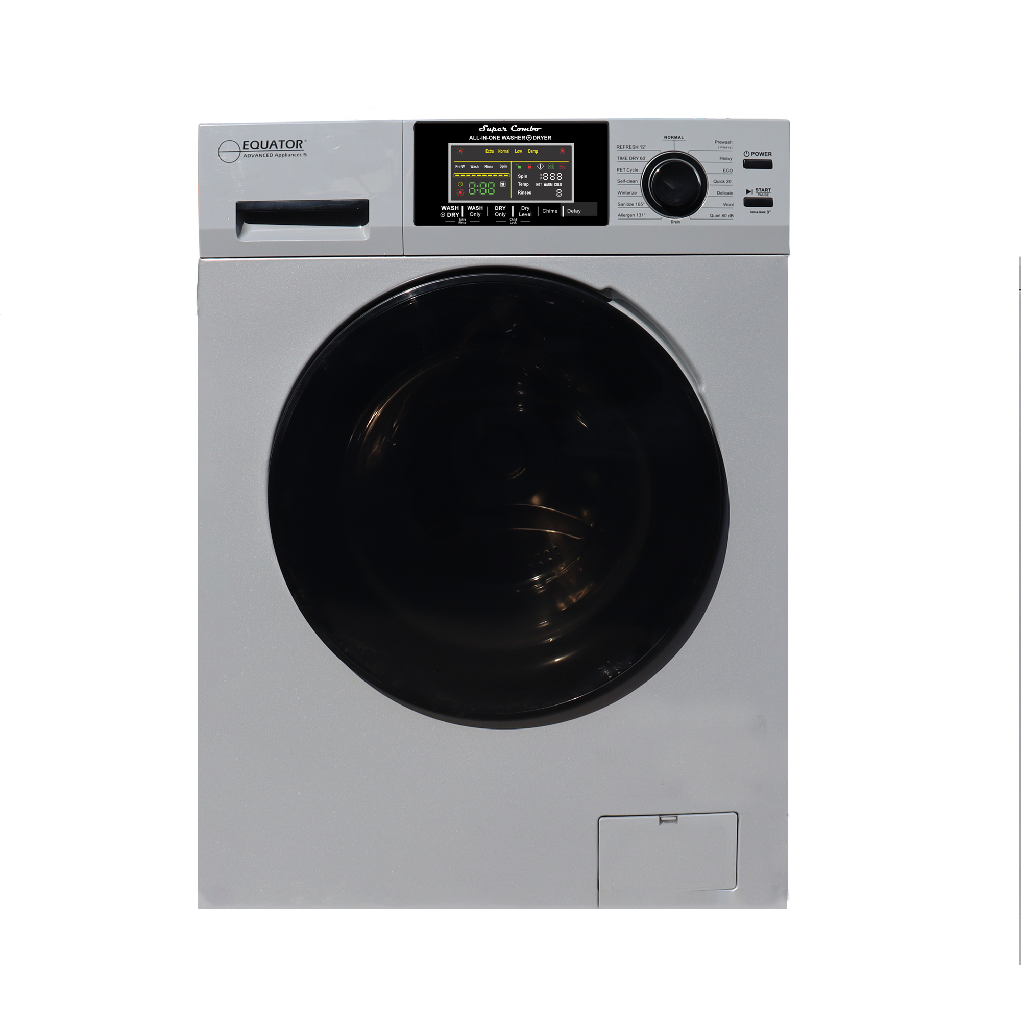 Equator Combo Washer Dryer VENTED-DRY 30% Faster than Condense 110V 15lb 1400RPM in Silver