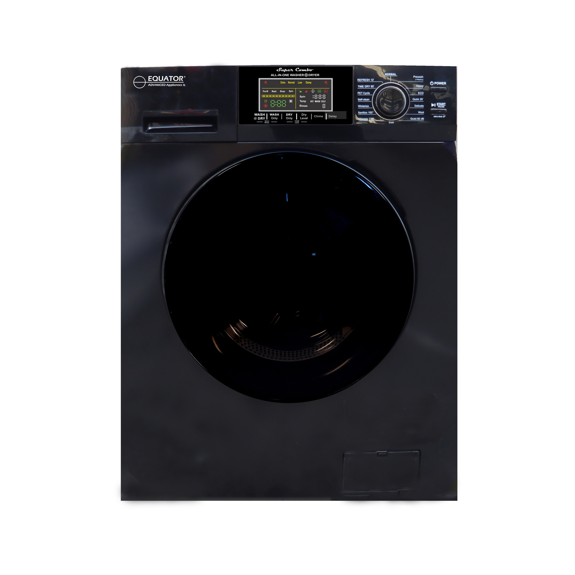 Equator Combo Washer Dryer VENTED-DRY 30% Faster than Condense 110V 15lb 1400RPM in Black