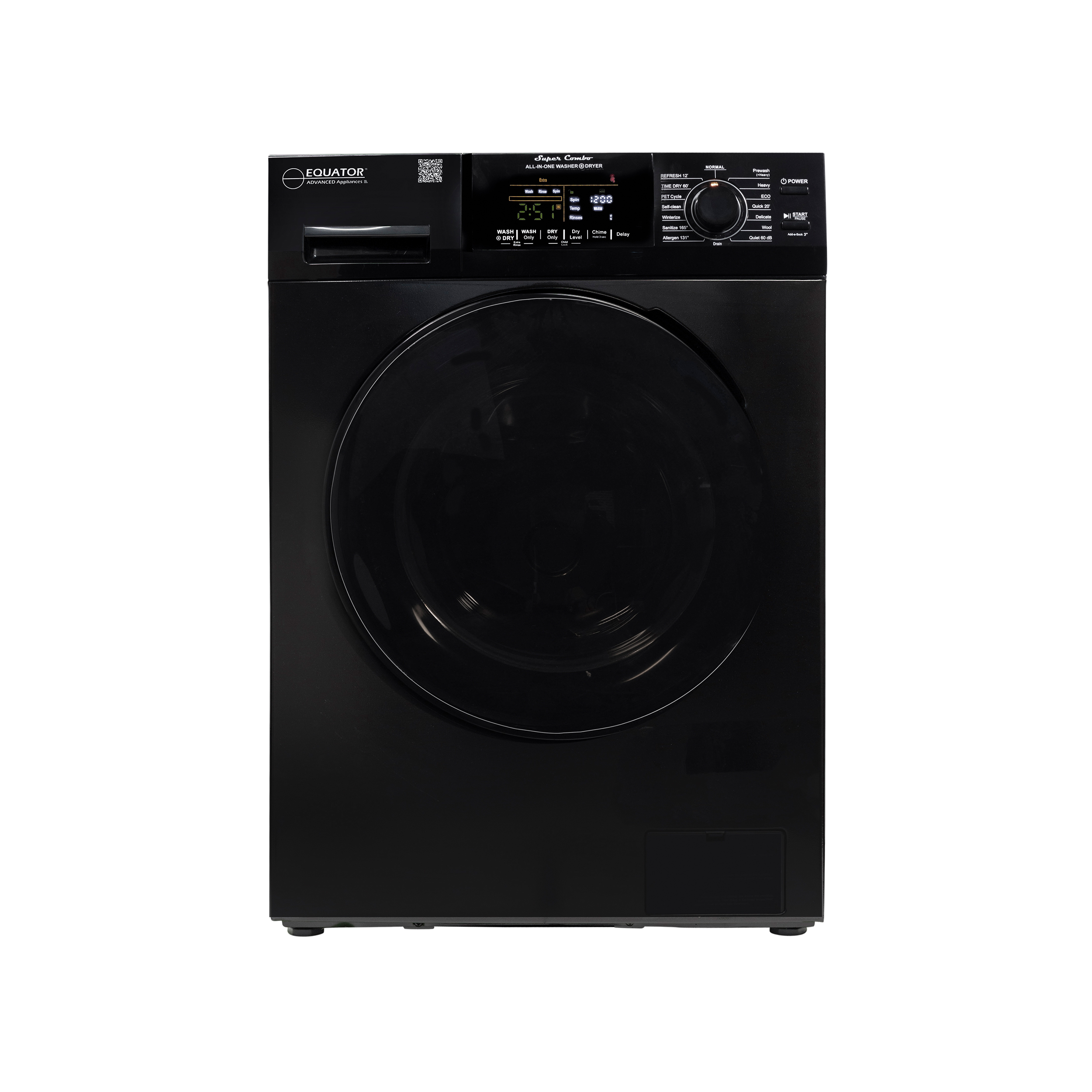 Equator Combo Washer Dryer VENTED-DRY 30% Faster than Condense 110V 15lb 1400RPM in Black