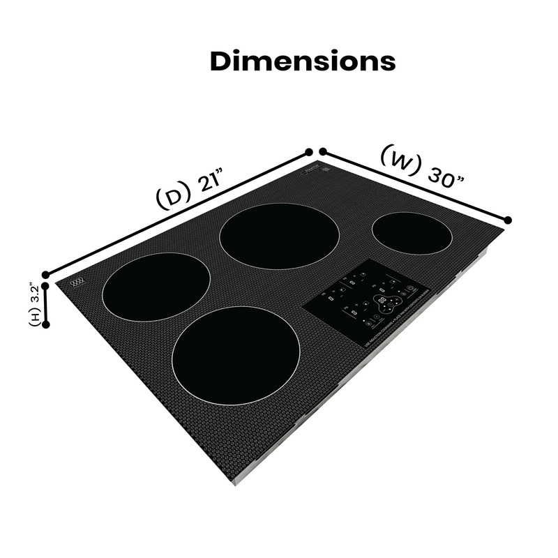 Equator 30 inch Built-In 4 Burner Induction Cooktop POWER BOOST Keep Warm 240V 7400W