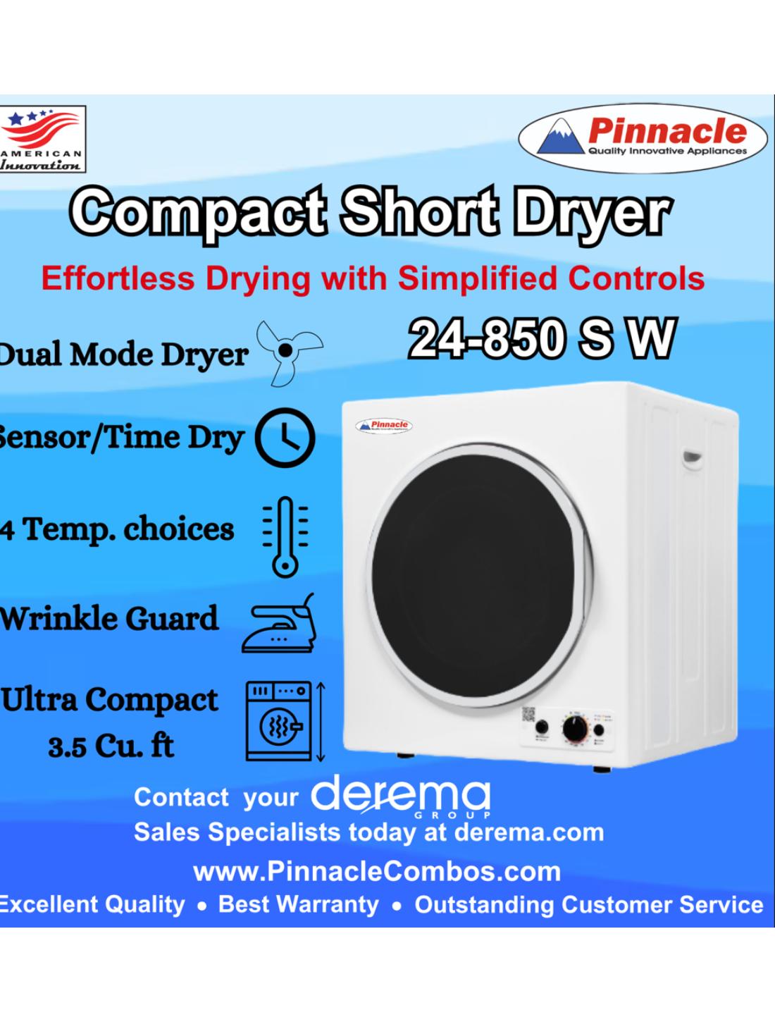 Compact Short Dryer | Effortless Drying with Simplified Controls 24-850 S W