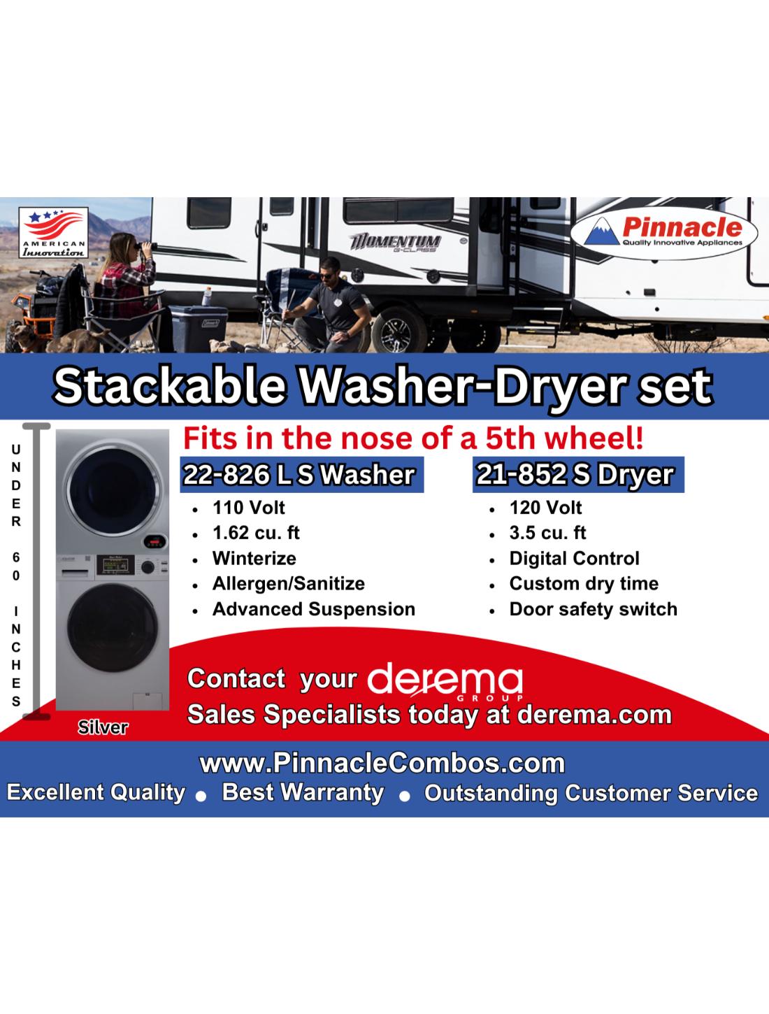Stackable Washer dryer set | Fits in the nose of a 5th Wheel!