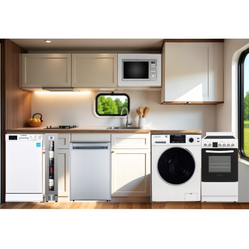 RV Compact APPLIANCE PACK- Combo Washer-Dryer+Dishwasher+Cooking Range+Refrigerator+Microwave+ Wine Ref