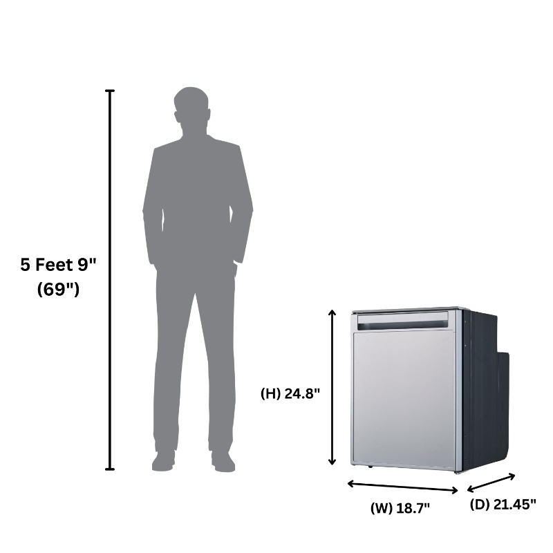 12V/DC Mini-Fridge Freezer 2.8cf Silver for RV BOAT OFF-GRID+AC / DC Adapter