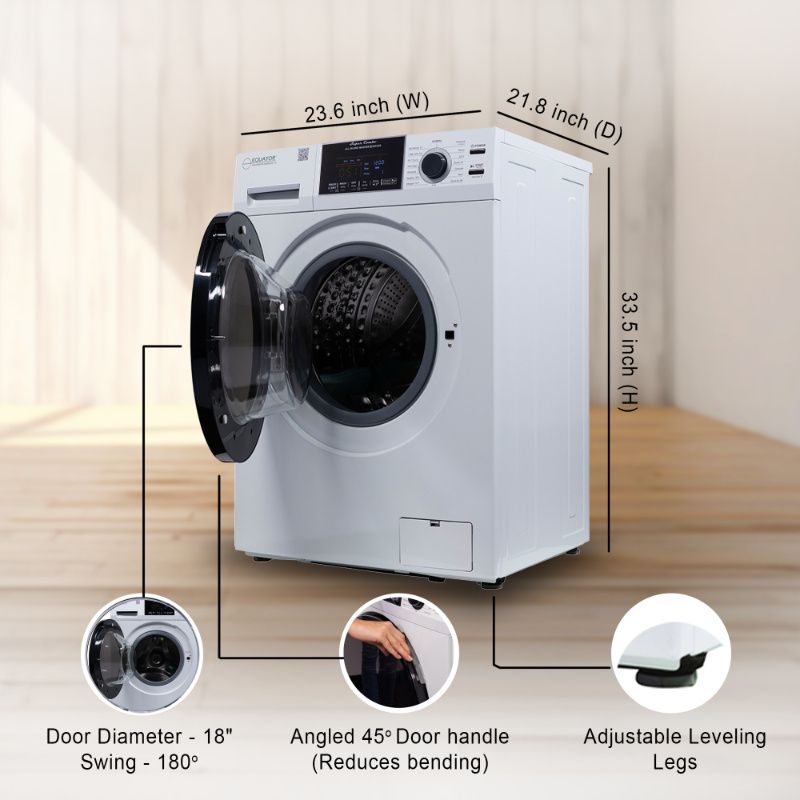 Equator 1.62 cu.ft./15 lbs All in One Combo Washer Dryer set with Pet Cycle in White appliances washer and dryer	machine
