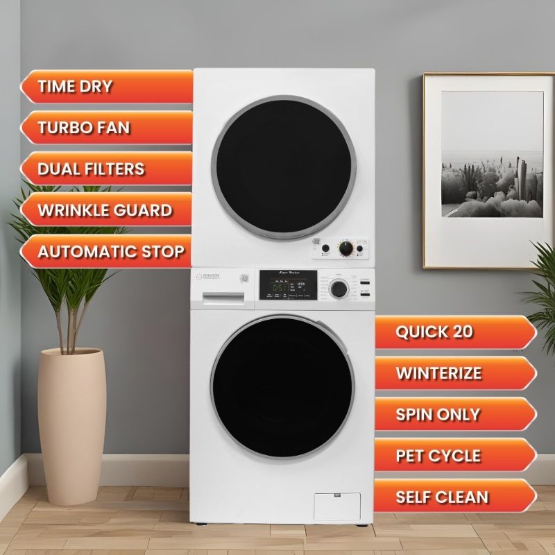 Equator Pet 15lbs Compact 110V Set Sani Digital Washer+3.5 cu.ft. Vented Sensor Dryer with knob