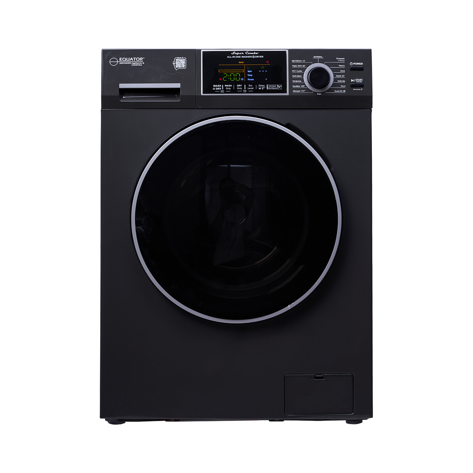 All-In-One CONVERTIBLE Washer-Dryer 18lb/1.9cf SANITIZE ALLERGEN Cycle 1400RPM -- Stormy Grey