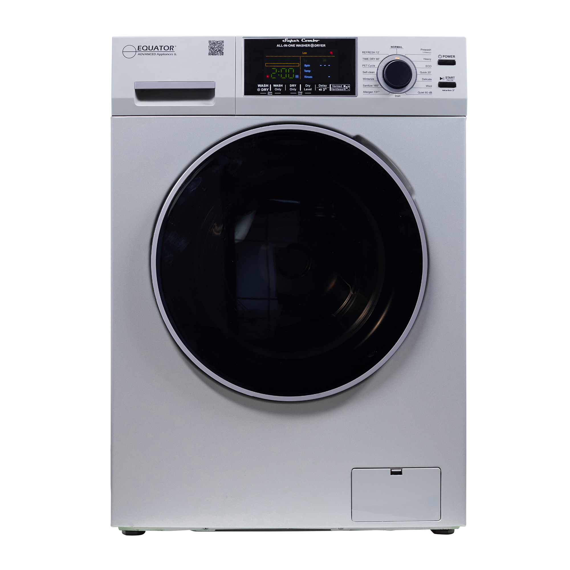 Equator 1.62 cu.ft./15 lbs All in One Combo Washer Dryer set with Pet Cycle in White appliances washer and dryer	machine