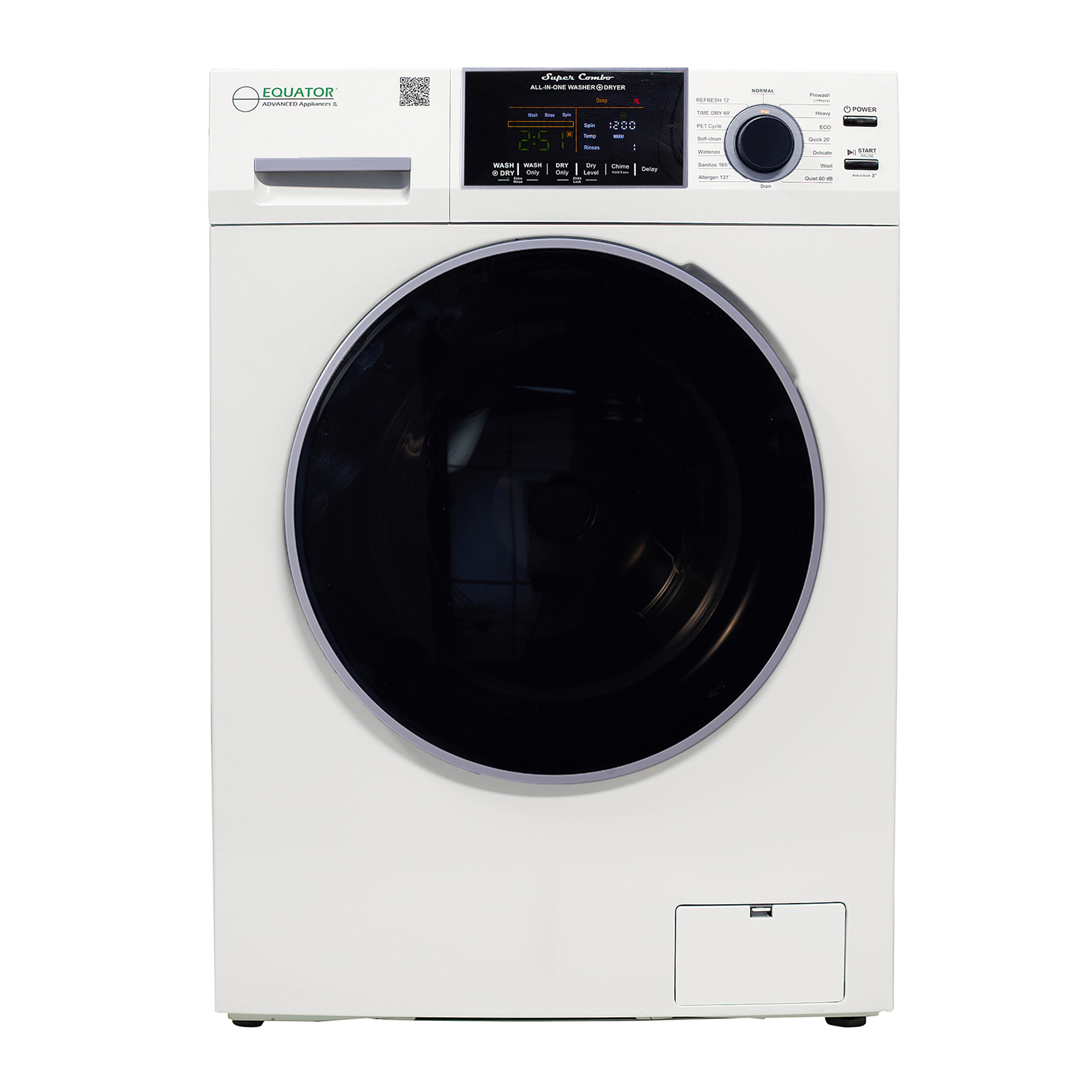 Equator RV Pet Version Compact 110V Vented 15lb Sani Combo Washer Dryer 1400RPM in white