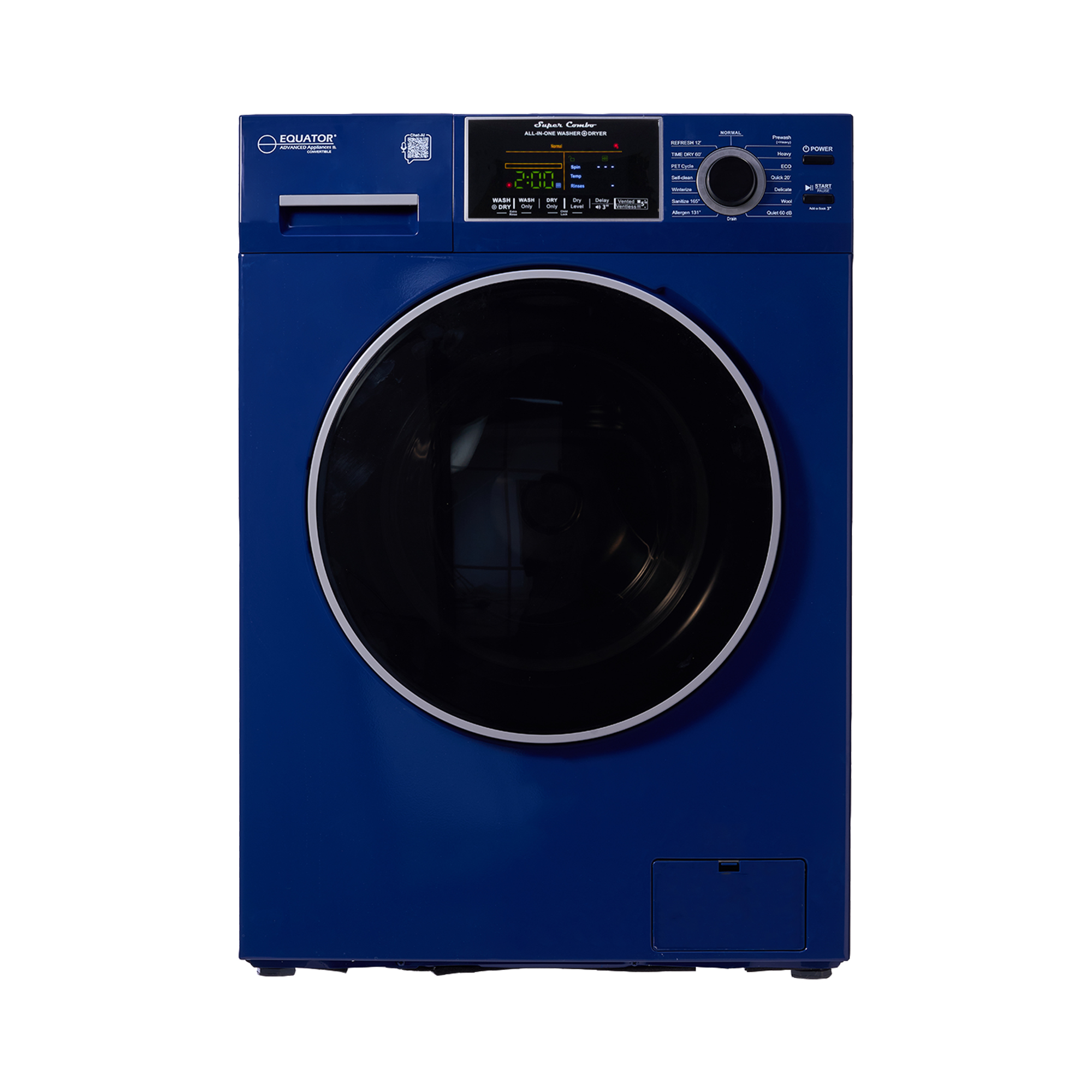 All-In-One CONVERTIBLE Washer-Dryer 18lb/1.9cf SANITIZE ALLERGEN Cycle 1400RPM -- Midnight Blue