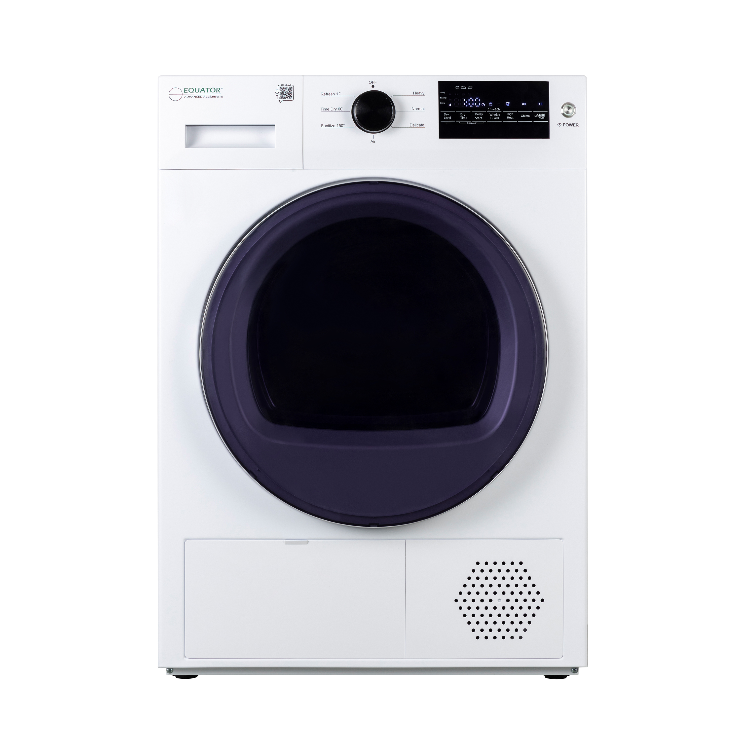 24 in HEAT PUMP DRYER 3.7 cf/20 lbs, Eco Sensor Ventless Sanitize 110V