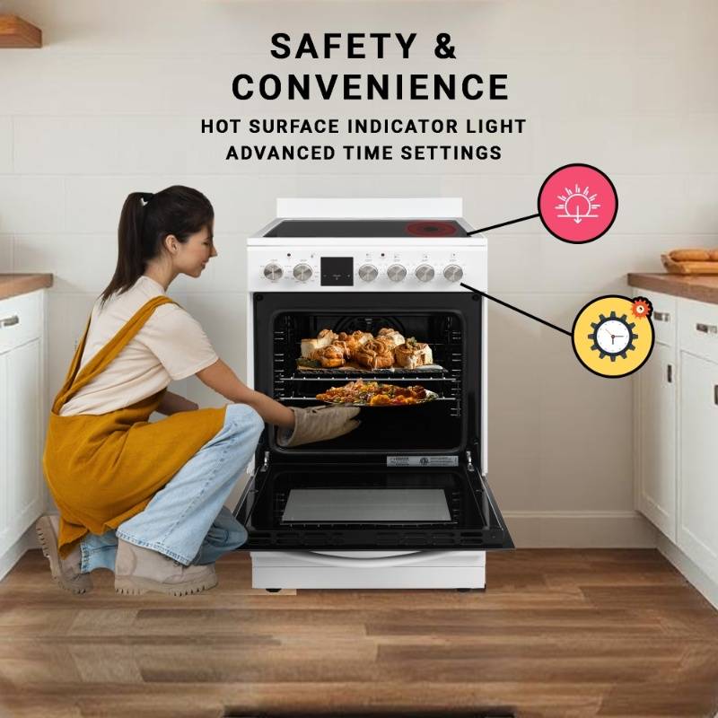 Equator 20” Freestanding 4 Burner Electric Cooking Range+Convection Oven Sliver