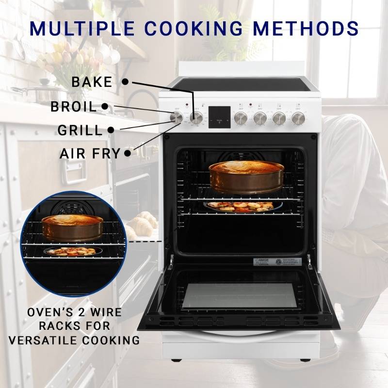 Equator 20” Freestanding 4 Burner Electric Cooking Range+Convection Oven Sliver