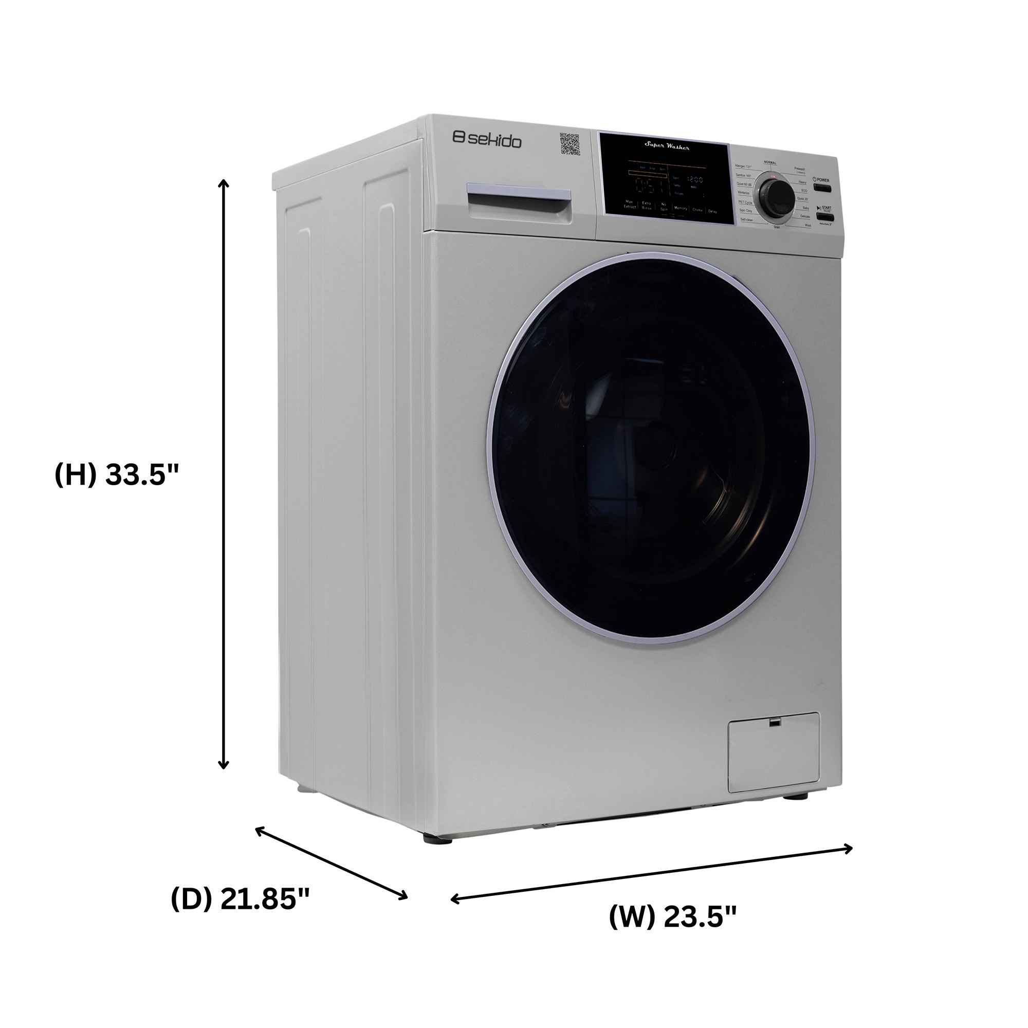 Sekido Compact Washer 1.6cf/15lbs Sani Allergen PET CYCLE 15 Programs 110V