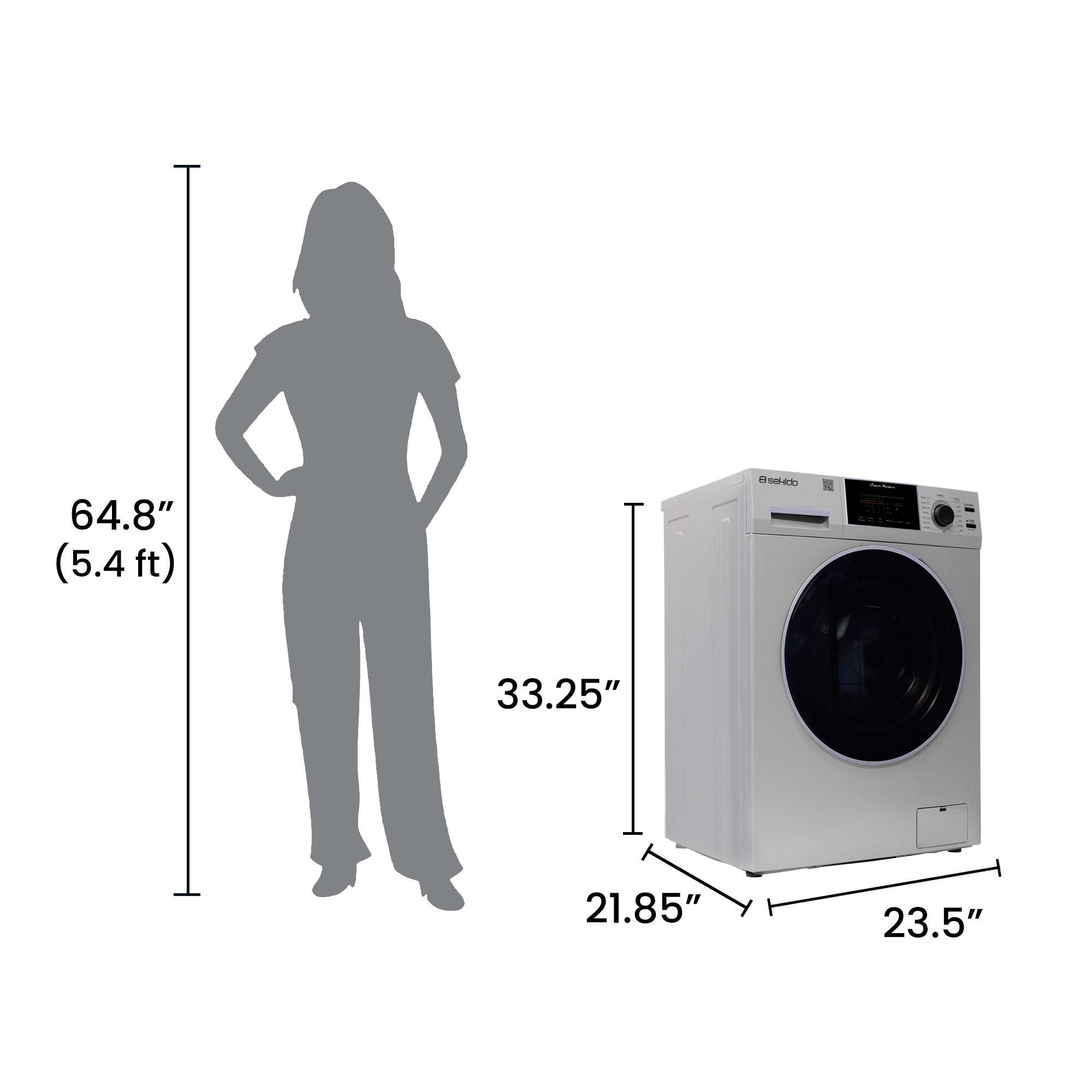 Sekido Compact Washer 1.6cf/15lbs Sani Allergen PET CYCLE 15 Programs 110V