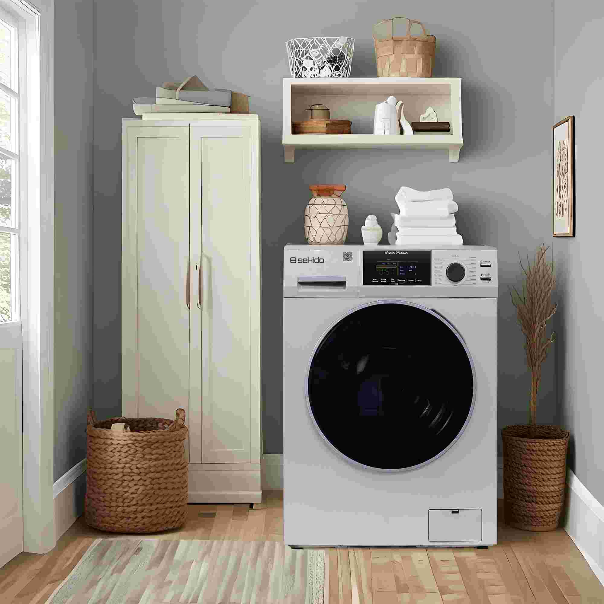 Sekido Compact Washer 1.6cf/15lbs Sani Allergen PET CYCLE 15 Programs 110V