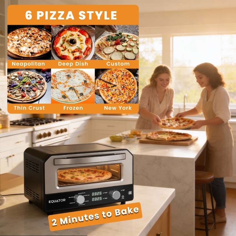 Equator ELECTRIC PIZZA OVEN Multi Program w/ Baking Stone Countertop 1.6cf 110V