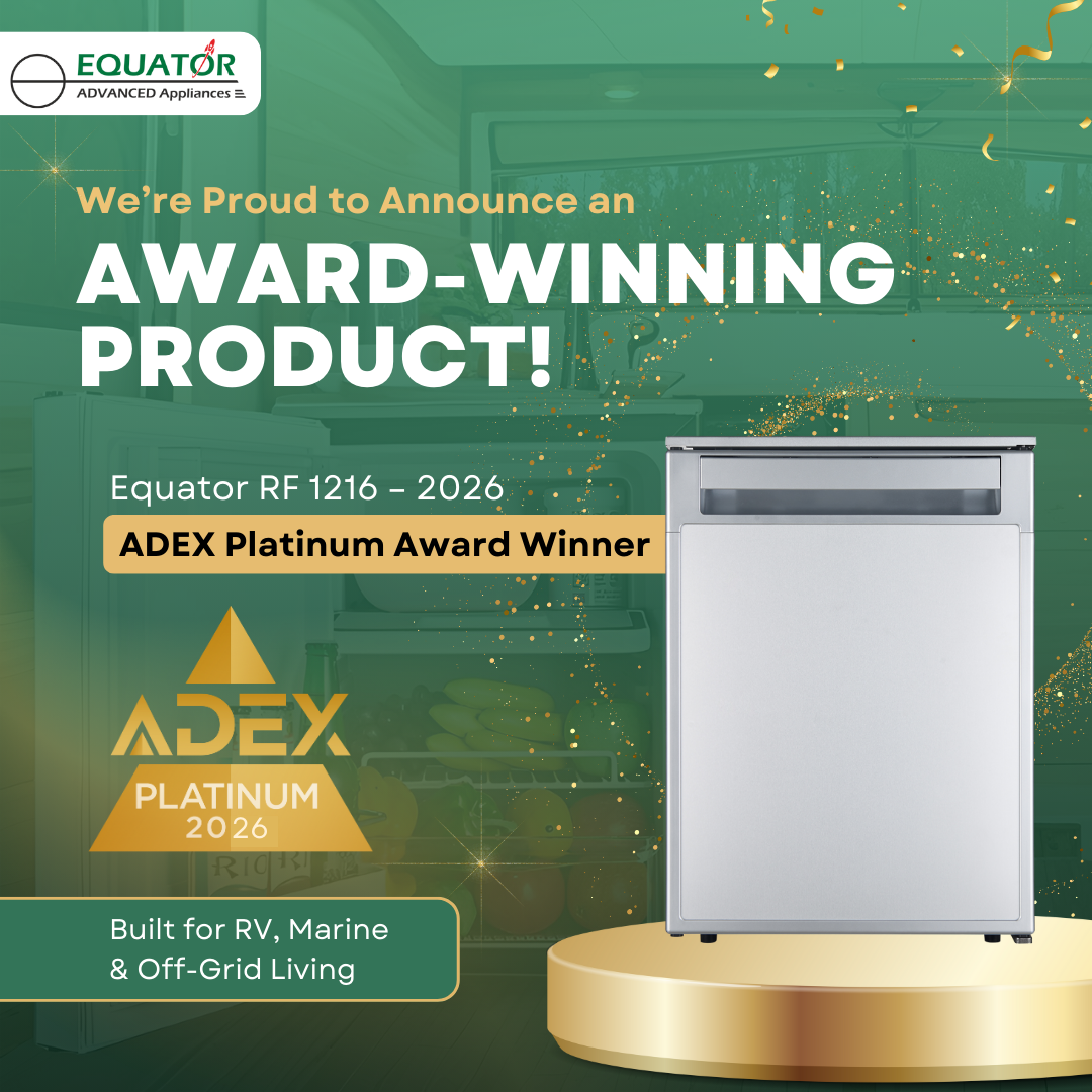 Equator Compact RV–Marine–Offgrid Refrigerator-Freezer RF 1216 Receives 2026 ADEX Platinum Award