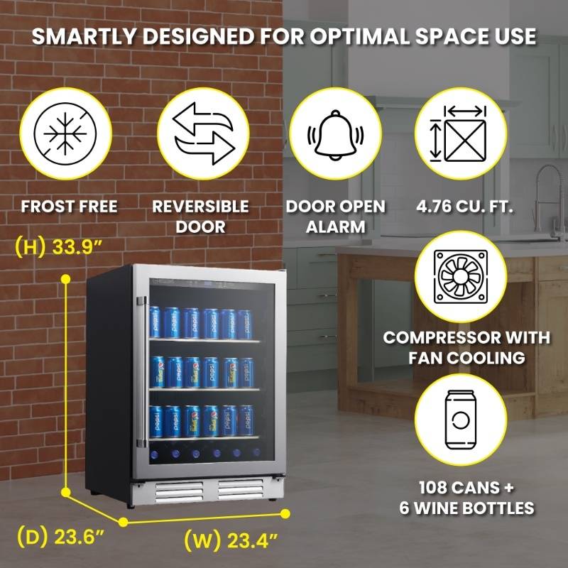 Equator 4.76 cu. ft. Stainless Steel Beverage Refrigerator Built-In/Freestanding