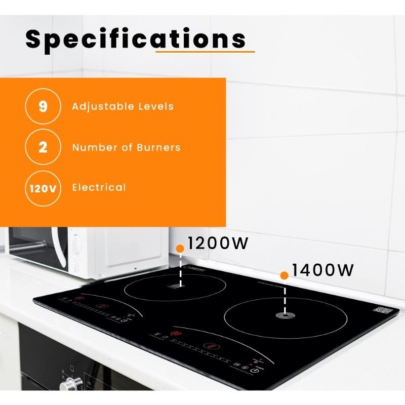 Equator 120V 20inch 2 Induction and 2 Ceramic Electric Hybrid Cooktop Black