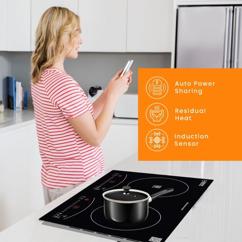 Equator 120V 20inch 2 Induction and 2 Ceramic Electric Hybrid Cooktop Black