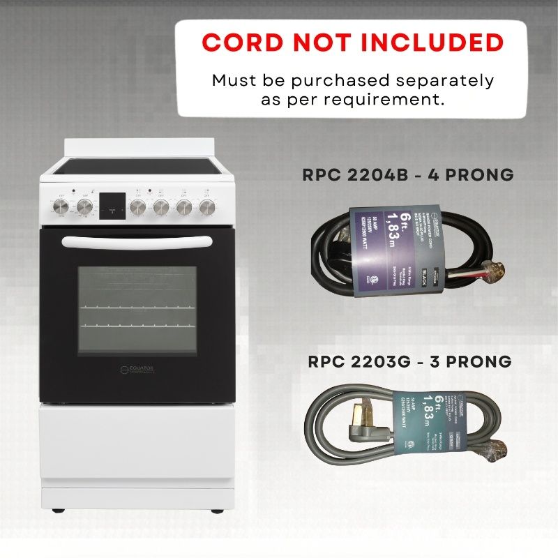 Equator 20” Freestanding 4 Burner Electric Cooking Range+Convection Oven Sliver
