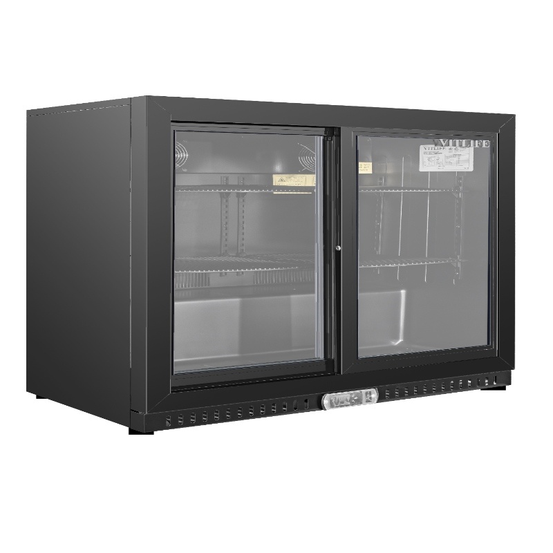 Equator-Vitlife Back Bar Cooler with 2 Sliding Glass Doors Under counter Beverage Refrigerator with LED,7.5 Cu.Ft.?Counter Height Commercial Bar Fridge for Beer, Wine, Soda in Bar, Restaurant, Home