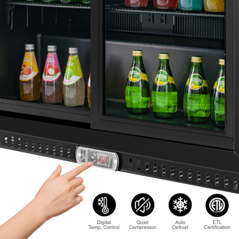 Equator-Vitlife Back Bar Cooler with 2 Sliding Glass Doors Under counter Beverage Refrigerator with LED,7.5 Cu.Ft.?Counter Height Commercial Bar Fridge for Beer, Wine, Soda in Bar, Restaurant, Home