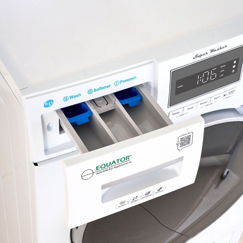 Equator Compact Washer 1.57cf/13lbs POWER WASH 15 Programs 1200rpm 110V
