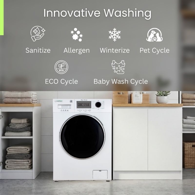 Equator Compact Washer 1.57cf/13lbs POWER WASH 15 Programs 1200rpm 110V