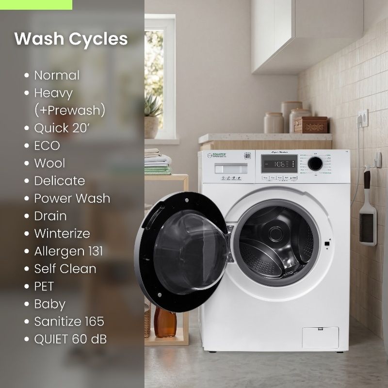 Equator Compact Washer 1.57cf/13lbs POWER WASH 15 Programs 1200rpm 110V