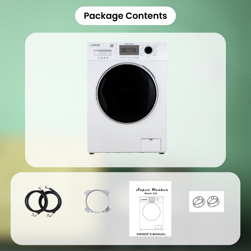Equator Compact Washer 1.57cf/13lbs POWER WASH 15 Programs 1200rpm 110V