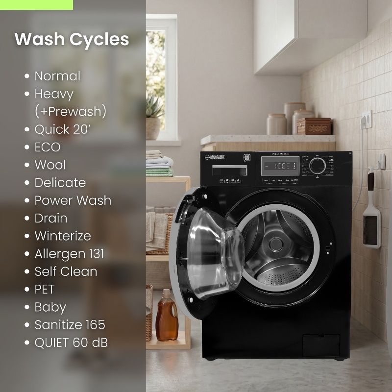 Equator Compact Washer 1.57cf/13lbs POWER WASH 15 Programs 1200rpm 110V