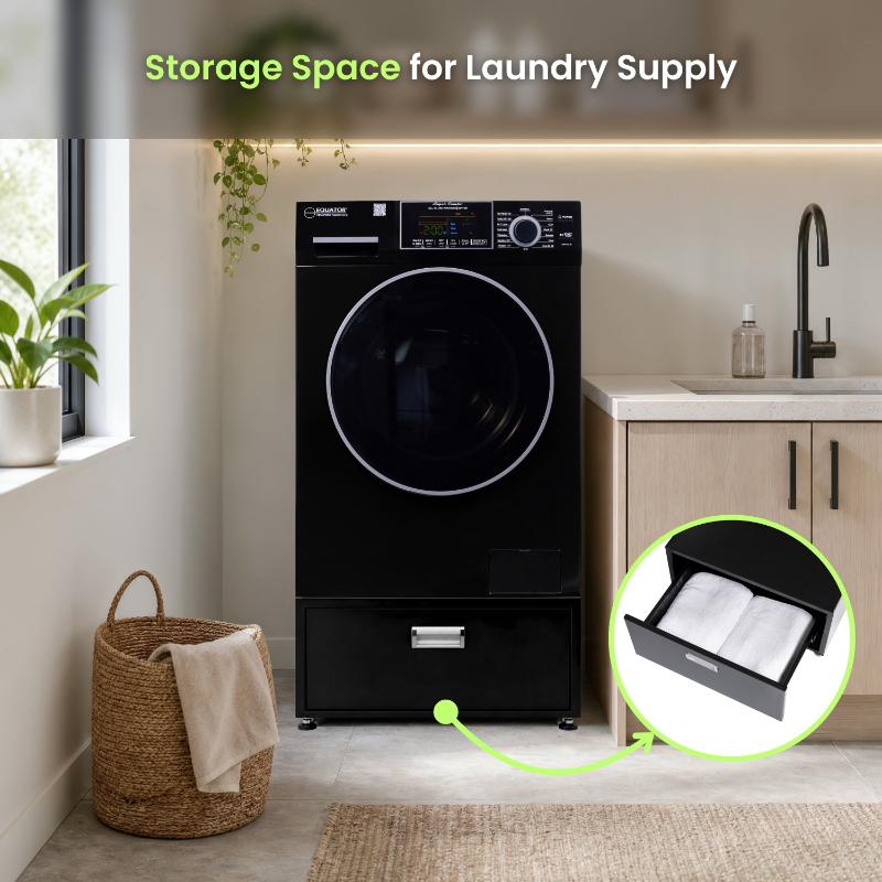 Universal Laundry Pedestal for 24inch Washer, Dryer & Combo with Storage Drawer