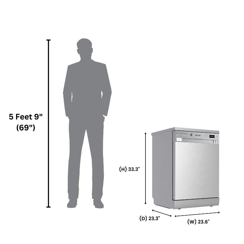 Equator 24 inch Freestanding Dishwasher - 14 Place Settings, 3rd Rack, Stainless Tub Stainless