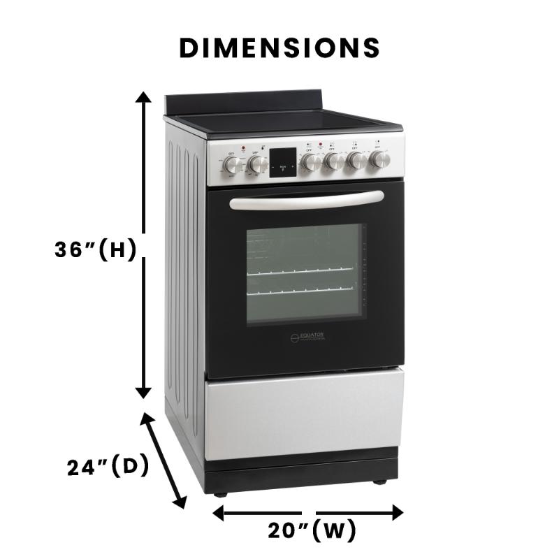 Equator 20 Electric Cooking Range 4 Ceramic Burner CONVECTION OVEN AIR FRYER SS Stainless